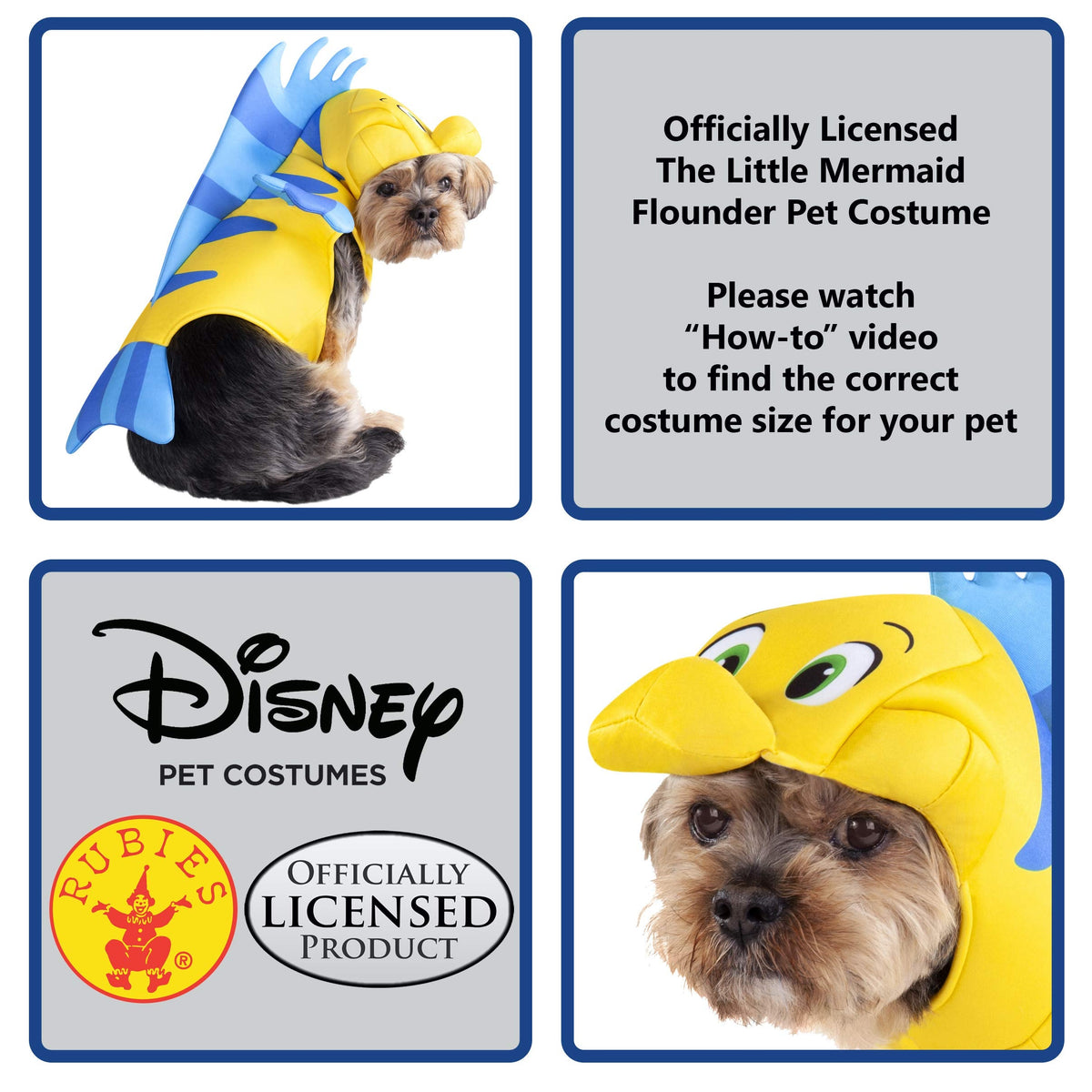 Rubies Disney Little Mermaid Flounder Pet Costume for Themed Parties and Halloween, As Shown, Large
