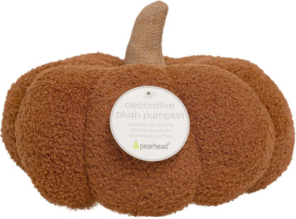 Pearhead Sherpa Pumpkin Pillow Decor, Modern Fall Home, Rust Orange
