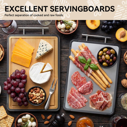 Mothers Day Gifts, Titanium Cutting Board for Kitchen, Double Sided Reversible Chopping Board, Titanium & Bamboo Wood Cutting Board for Meat, Vegetables and Fruit, Easy to Clean (16×11) 🍁 All In One Marketplace Canada