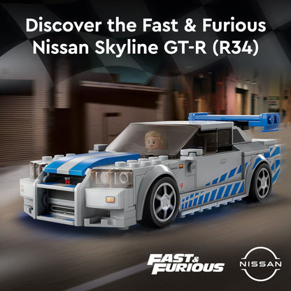 LEGO Speed Champions 2 Fast 2 Furious Nissan Skyline GT-R (R34) 76917 Race Car Toy Model Building Kit, Collectible with Racer Minifigure, 2023 Set for Kids 🍁 All In One Marketplace Canada