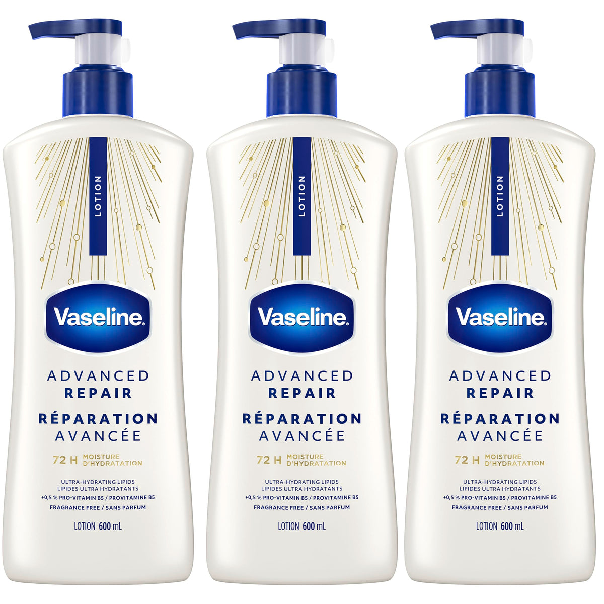 Vaseline Intensive Care Advanced Repair Unscented Body Lotion for Dry Skin with 48H Moisture + Ultra hydrating lipids, 600 ml (3-pack) 🍁 All In One Marketplace Canada