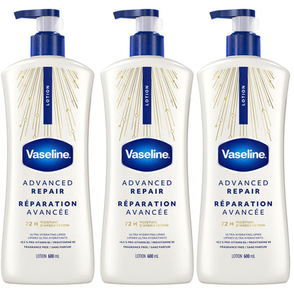 Vaseline Intensive Care Advanced Repair Unscented Body Lotion for Dry Skin with 48H Moisture + Ultra hydrating lipids, 600 ml (3-pack) 🍁 All In One Marketplace Canada