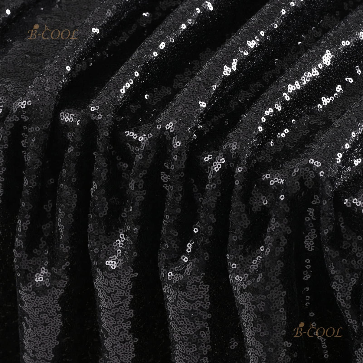 B-Cool 60x102-inch Black Sequin Table Linens Halloween Tablecloth Seamless Glitter Tablecloth Wedding Sequin Tablecloth
