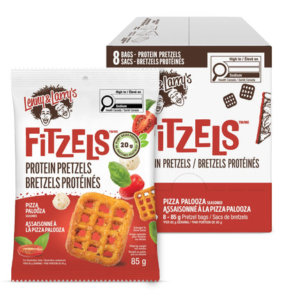 Lenny & Larry's Pizza Palooza FITZELS – Savory Pretzel Snacks Incredibly Tasty High Protein, Salty, Vegan, 20 g of Plant Based Protein (eight) Bags, 85 g Each 🍁 All In One Marketplace Canada