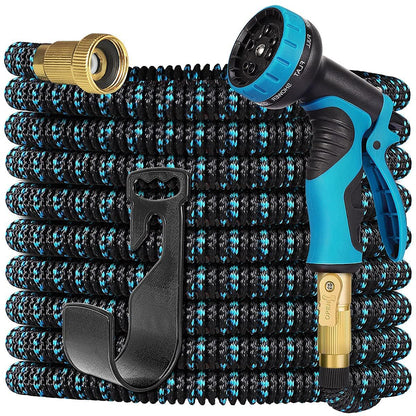 100ft Expandable Garden Hose Water Hose - Kink Free Flexible Expending Hose 100ft with 10 Function Nozzle and 3-Layers Latex, 3/4 Solid Solid Fittings, Lightweight Pipe (Blue) 🍁 All In One Marketplace Canada