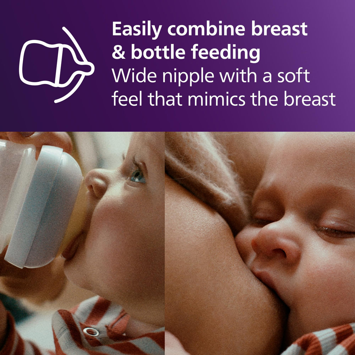 Philips Avent Natural Baby Bottle with Natural Response Nipple (Slow Flow, Flow 2), 4oz, 3-pack, SCY900/03 🍁 All In One Marketplace Canada
