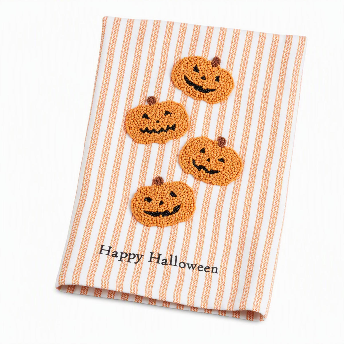 Mud Pie Halloween Bead Towel, Pumpkin, 26" x 14"