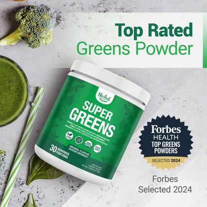Nested Naturals Super Greens Powder - Organic Daily Greens Superfood Powder w/ 20+ Whole Foods, Spirulina, Wheat Grass & Barley Grass - Probiotics, Fiber & Enzymes - USDA Certified Organic, Original Flavour, 30 Servings 🍁 All In One Marketplace Canada