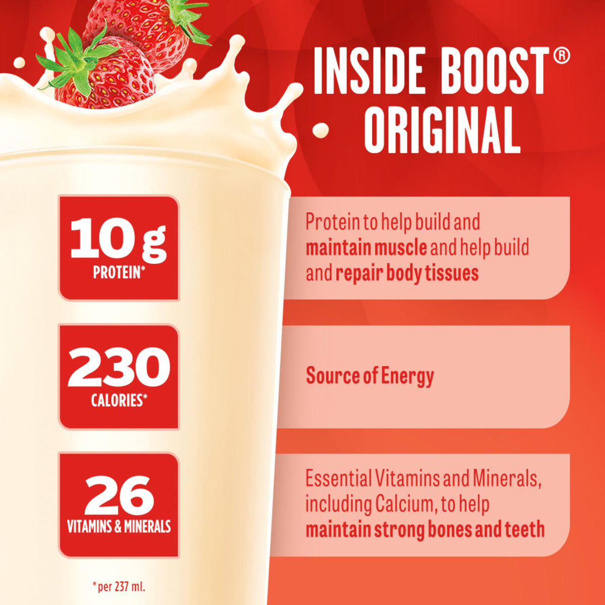 BOOST Original Meal Replacement Drink, Strawberry, 24 x 237 ml - PACKAGING MAY VARY 🍁 All In One Marketplace Canada