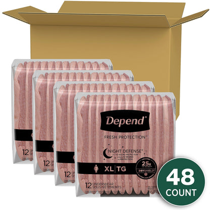 Depend Night Defense Adult Incontinence Underwear for Women, Disposable, Overnight, Extra-Large, Blush, 48 Count 🍁 All In One Marketplace Canada
