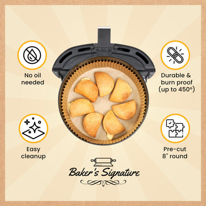 Air Fryer Liners for Ninja, 125 Pcs Round Disposable Airfryer Paper Liners – Non-Stick and Oil Proof for Easy Cleanup – 8 Inch for 5-8 qt Basket by Baker's Signature 🍁 All In One Marketplace Canada