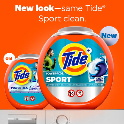 Tide Power Pods Laundry Detergent Pacs with Febreze Sport, Febreze Freshness with Sport Odor Defense, 2.06 kg, 45 Count 🍁 All In One Marketplace Canada