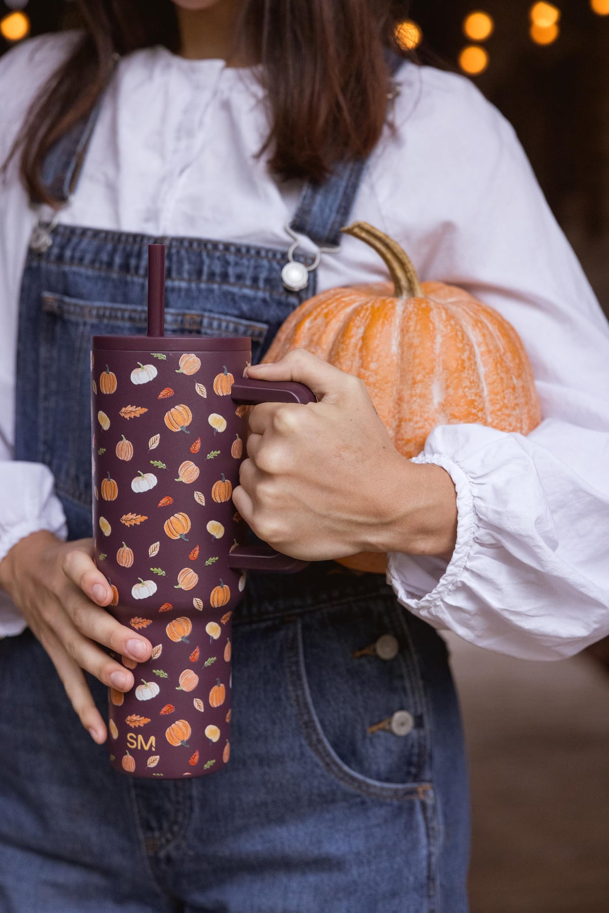 Simple Modern Halloween Tumbler with Handle | 40oz | Pumpkins