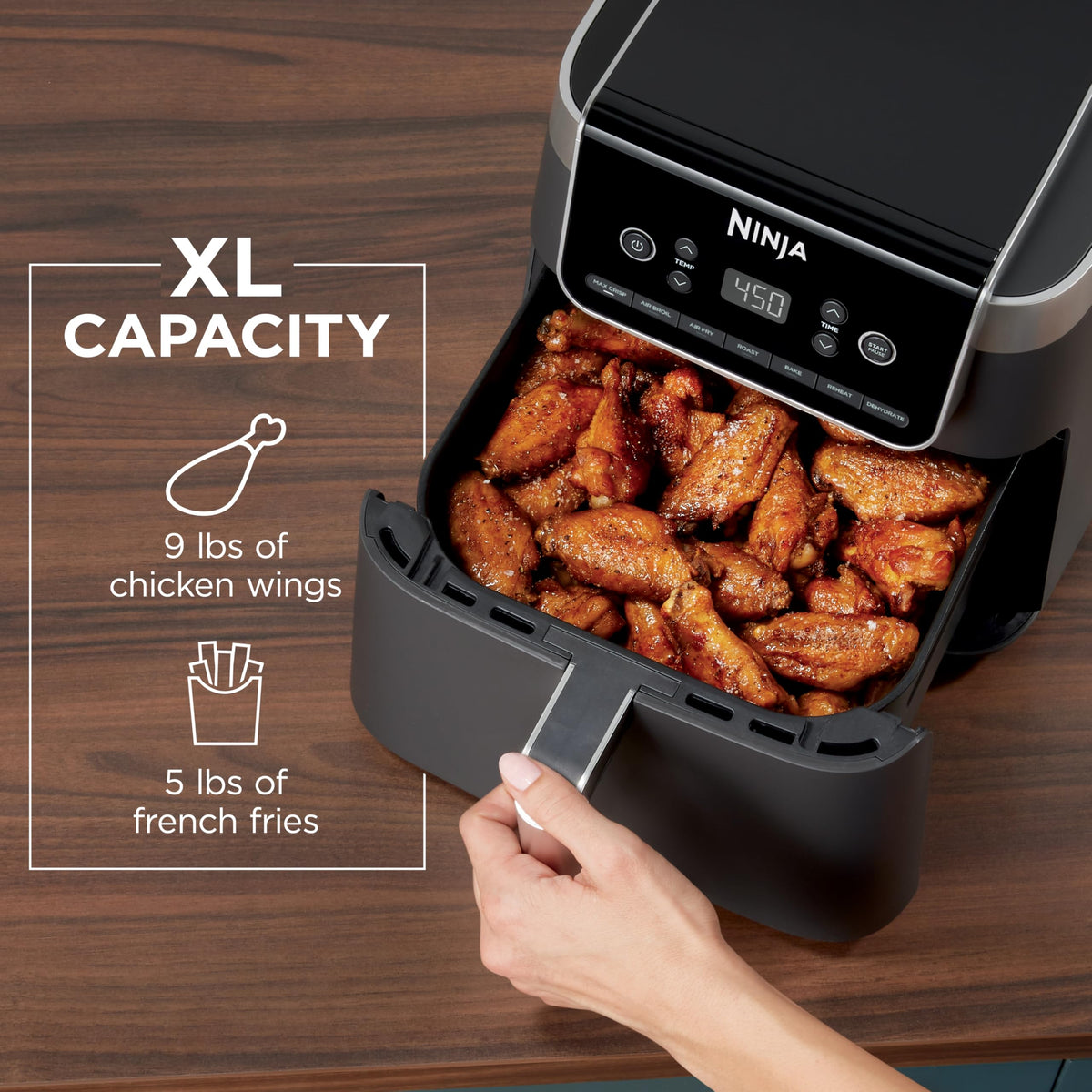 Ninja Air Fryer Pro XL 7-in-1, Max Crisp Tech, 450F for Hotter, Crispy Results, 6.5 QT Capacity, Max Crisp, Broil, Air Fry, Roast, Bake, Reheat, Dehydrate, Space Saving, AF182AMZC (Canadian Version) 🍁 All In One Marketplace Canada