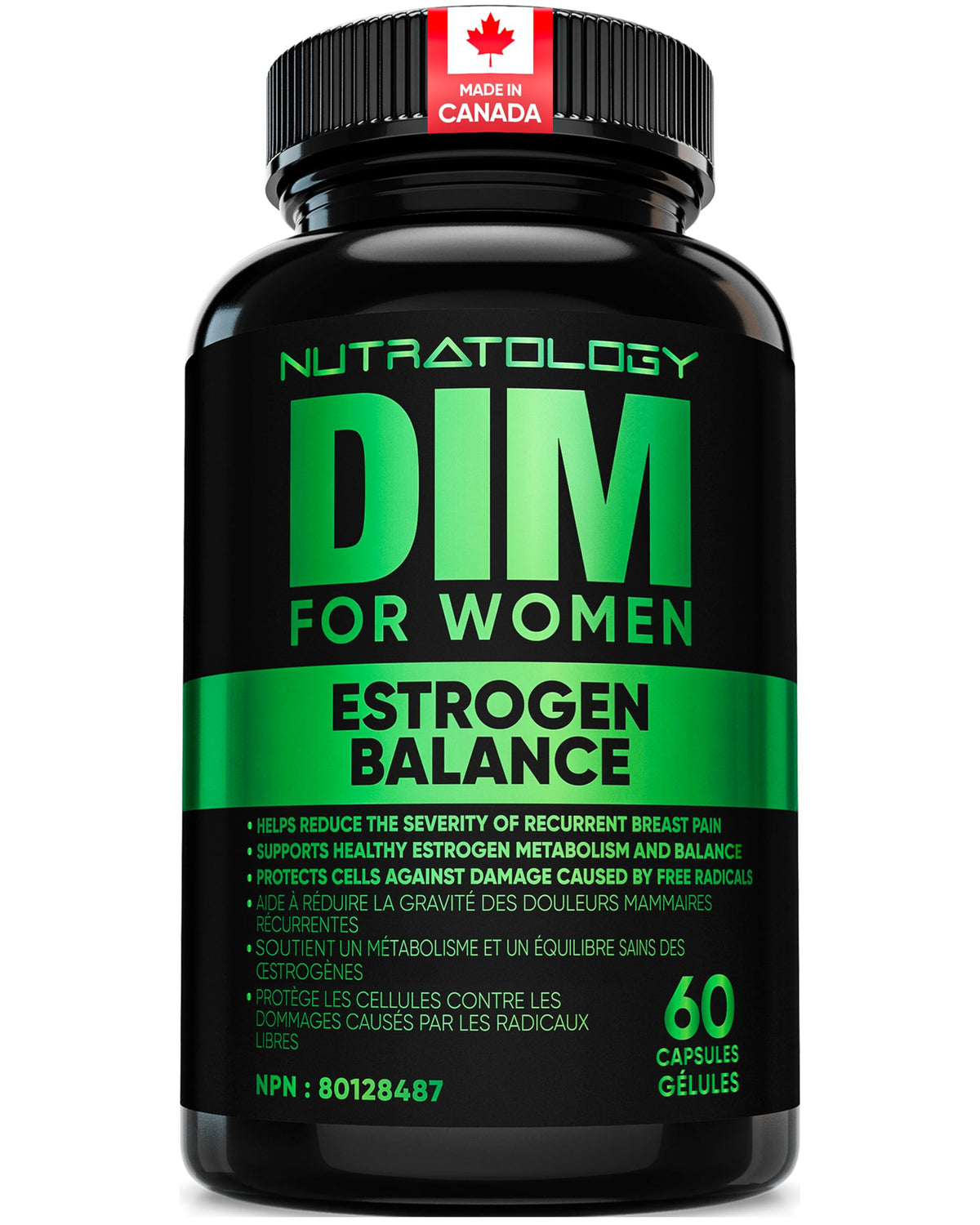 Nutratology® DIM Supplement For Women | Canadian-Made | Promotes Estrogen Balance & Metabolism - 200MG Per Capsule - Estrogen Supplements For Women | W/Black Pepper For Enhanced Absorption - 60 Caps 🍁 All In One Marketplace Canada