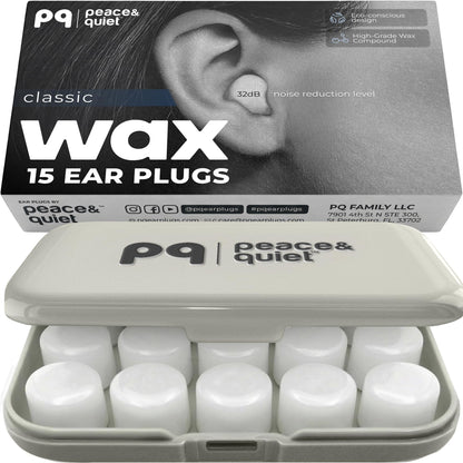 PQ Wax Ear Plugs for Sleep - 15 Silicone Wax Earplugs for Sleeping and Swimming, Gel Ear Plugs for Noise Cancelling & Ear Protection, Sleeping Earplugs with Sound Blocking Level of 32 Db (15 Pillows) 🍁 All In One Marketplace Canada
