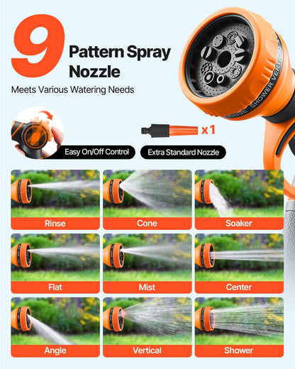 VEVOR Retractable Hose Reel, 100 ft x 1/2 inch, 180° Swivel Bracket Wall-Mounted, Garden Water Hose Reel with 9-Pattern Nozzle, Automatic Rewind, Lock at Any Length, and Slow Return System 🍁 All In One Marketplace Canada