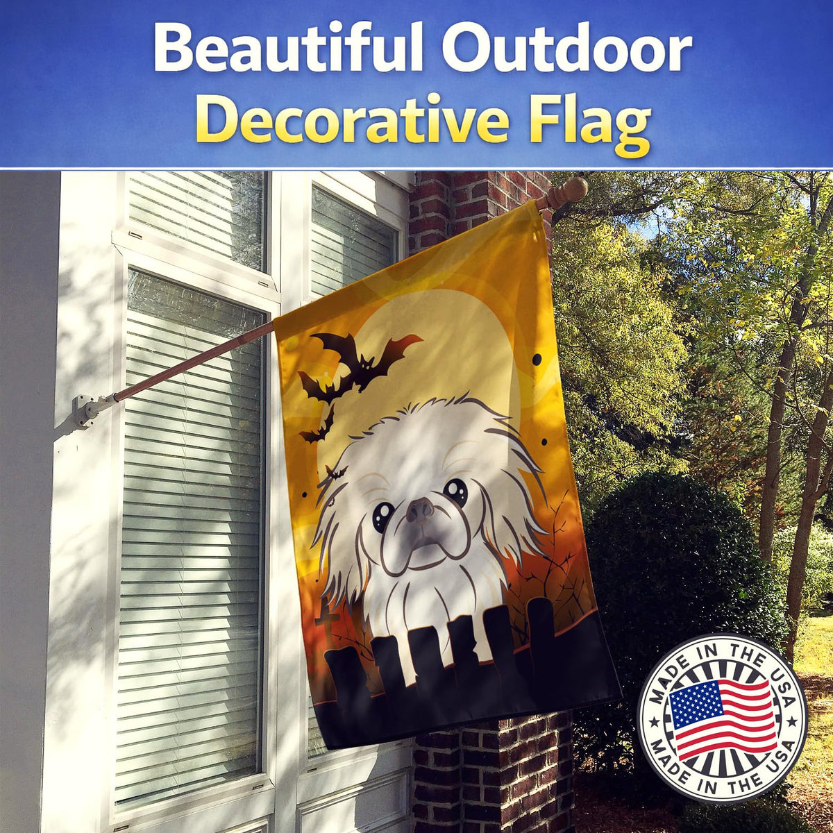 Caroline's Treasures BB1779CHF Halloween Pekingese Canvas House Size Flag, Multicolor, Large