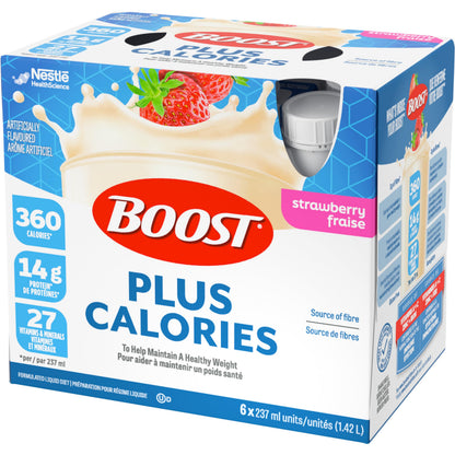 BOOST PLUS Complete Nutrition Drink, Strawberry, 6x237ml Bottles, Case Pack of 4, Packaging May Vary 🍁 All In One Marketplace Canada