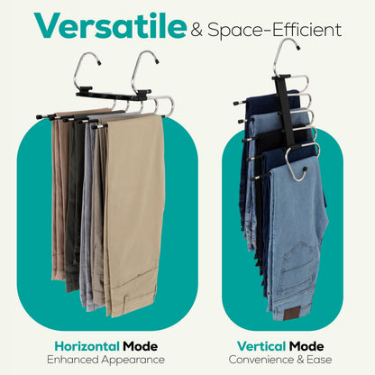 Utopia Home 2 Pack Pants Hangers Space Saving - Clothes Hanger with Stainless Steel Hook & Anti-Slip Design - Closet Organizer for Jeans, Trousers, Skirts, Scarf & Slacks (Black) 🍁 All In One Marketplace Canada