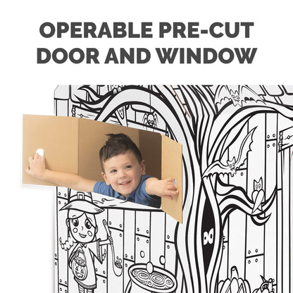 Bankers Box at Play Halloween Playhouse, Cardboard Playhouse and Craft Activity for Kids