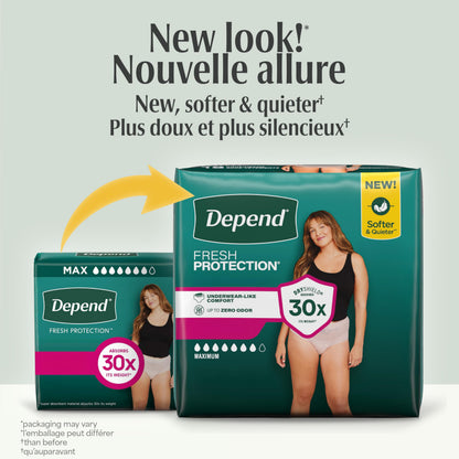 Depend Fresh Protection Adult Incontinence Underwear for Women (Formerly Depend Fit-Flex), Disposable, Maximum, Large, Blush, 40 Count 🍁 All In One Marketplace Canada
