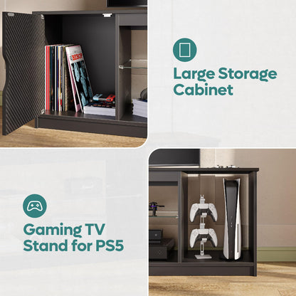 Bestier 57 inch TV Stand for 65 Inch TV, Black Entertainment Center 🍁 All In One Marketplace Canada