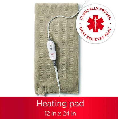 Sunbeam Premium King Size Heating Pad with Compact Storage - Moist Integrated Heating Pad for Pain Relief, 4 Heat Settings, 2 Hour Auto-Off, Beige 🍁 All In One Marketplace Canada