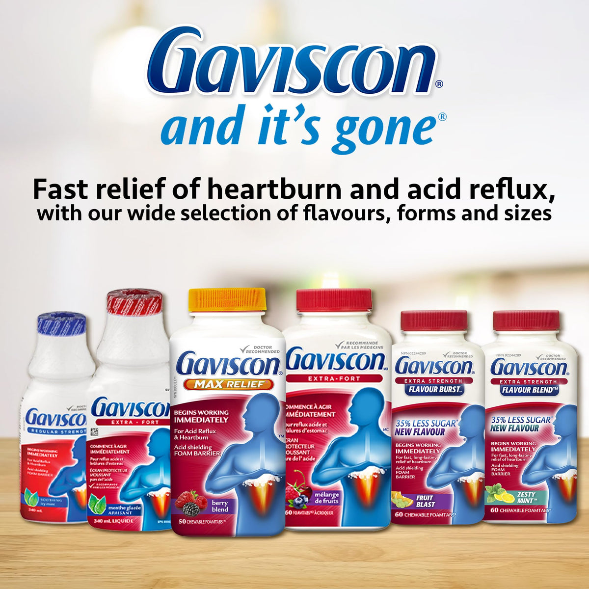 Gaviscon Extra Strength Tablets - 120 Count - Chewable Foaming Antacid Tablets for Day and Night Heartburn Relief, Acid Reflux and GERD Relief, Cooling & Refreshing Peppermint - Free of Aluminum 🍁 All In One Marketplace Canada