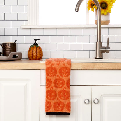 SKL Home Halloween Jack O Lantern Hand Towel 2 pc Set for Bath/Kitchen/Bar & Gift