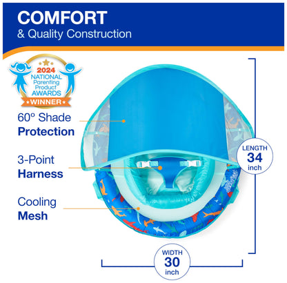 Swimways Infant Spring Float, Baby Pool Float with Canopy & UPF Protection, Swimming Pool Accessories for Kids 3-9 Months, Shark 🍁 All In One Marketplace Canada