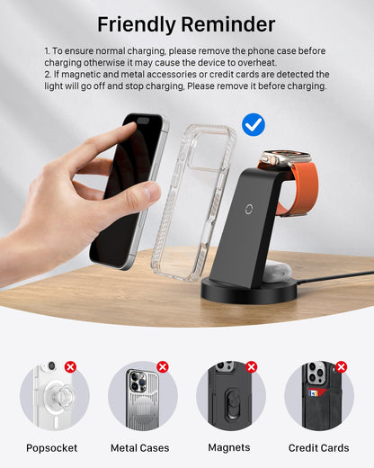 Anlmz 3 in 1 Charging Station for iPhone, Wireless Charger for iPhone 17 16e 16 15 14 13 12 11 X Pro Max & Apple Watch - Wireless Charging Station for AirPods 4 3 Pro 🍁 All In One Marketplace Canada