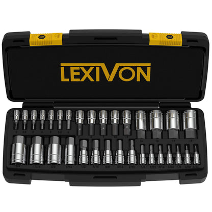 LEXIVON Master HEX Bit Socket Set, Premium S2 Alloy Steel | Complete 32-Piece, SAE and Metric Set | Enhanced Storage Case (LX-144) 🍁 All In One Marketplace Canada