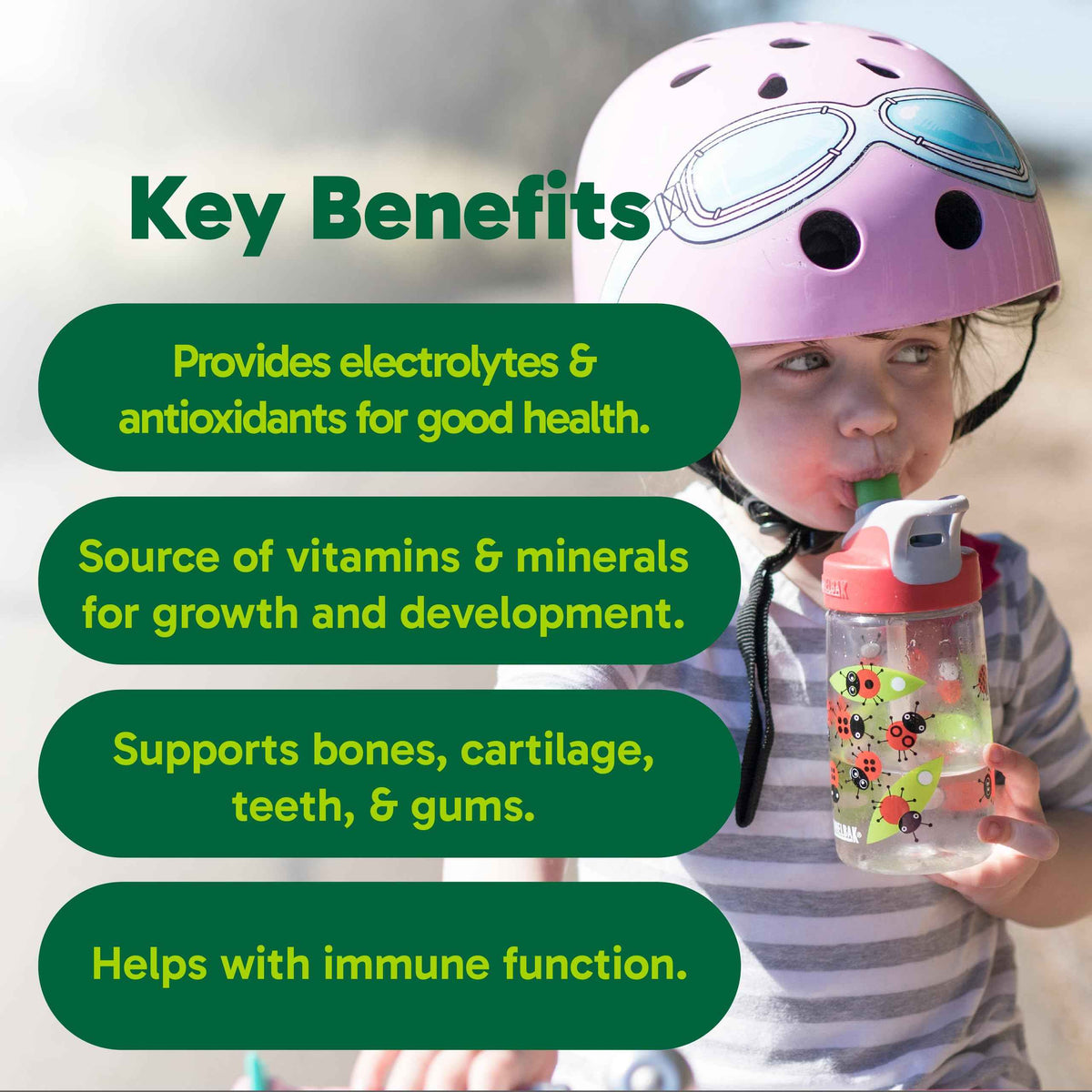 Organika Kids Electrolytes Powder Sticks - Sugar-Free Hydration + Immune support with 100% of daily Vitamin C, Minerals and Prebiotic Fibre | Green Apple Flavour - 3.5g x 20 sachets 🍁 All In One Marketplace Canada