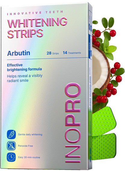 InoPro Teeth Whitening Strips 14 Treatments Kit - Sensitive Teeth Whitener, Peroxide Free, Enamel Safe Green White Strips, Deep Stains Removal - Instant Teeth Whitening Without The Harm (28 Strips) 🍁 All In One Marketplace Canada