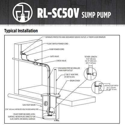 Red Lion RL-SC50V 115-Volt, 1/2 HP, 4300 GPH Cast Iron Sump Pump with Vertical Switch, 10-Ft. Cord, Red, 14942747 🍁 All In One Marketplace Canada