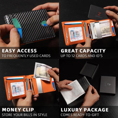 Zitahli Mens Slim Wallet Larger Capacity with 12 Slots RFID Blocking Minimalist Bifold Front Pocket Wallet for Men with ID Window 🍁 All In One Marketplace Canada