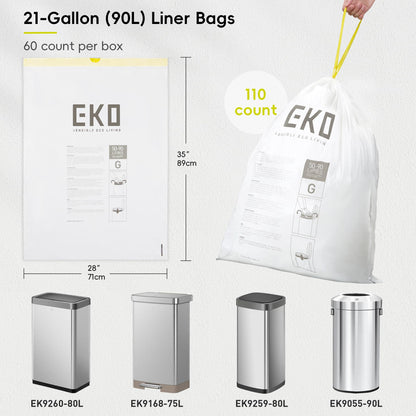 EKO Easy-Dispense Roll of 60 Count Extra-Strong Drawstring Kitchen Trash Bags - 21 Gallon Garbage Bags (79.5L) 1 Pack, Code G 🍁 All In One Marketplace Canada