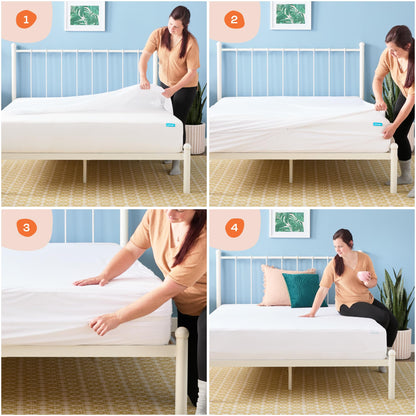LINENSPA Zippered Encasement Waterproof, Dust Mite Proof, Bed Bug Proof, Hypoallergenic Breathable Mattress Protector - Queen Size White 🍁 All In One Marketplace Canada