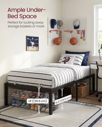 VASAGLE Twin Metal Bed Frame 14 Inches Tall, 550 lb Weight Capacity Heavy Duty Platform Bed Frame with Under-Bed Storage, No Box Spring Needed, Matte Black URMB653BD02 🍁 All In One Marketplace Canada