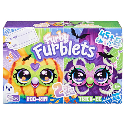 Furby Furblets 2 Pack of Fall Edition Mini Friends Trick-Ee & Boo-Kin, Electronic Halloween Plush Toys for Girls & Boys 6+, Multicolor (Amazon Exclusive)