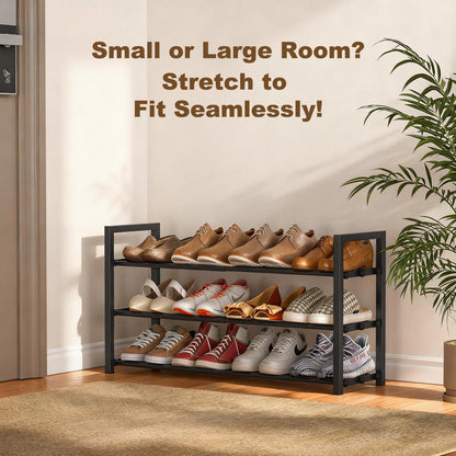 Roylvan 3-Tire Expandable Shoe Rack, 17"-31" Adjustable Stackable Free Standing Shoe Shelf Storage Fits 6-12 Pairs Shoes, Heavy Duty Reinforced Metal Shoes Organizer for Closet Entryway Doorway Dorm 🍁 All In One Marketplace Canada