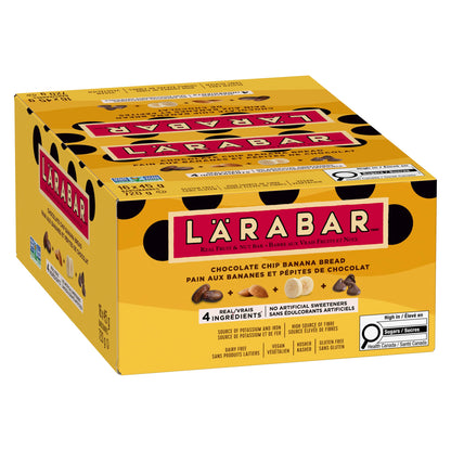 LÄRABAR Chocolate Chip Banana Bread, Fruit and Nut Energy Bar, Pack of 16 Bars, Gluten Free, Vegan, Family Pack, Snack Bars, 720 Grams Package 🍁 All In One Marketplace Canada