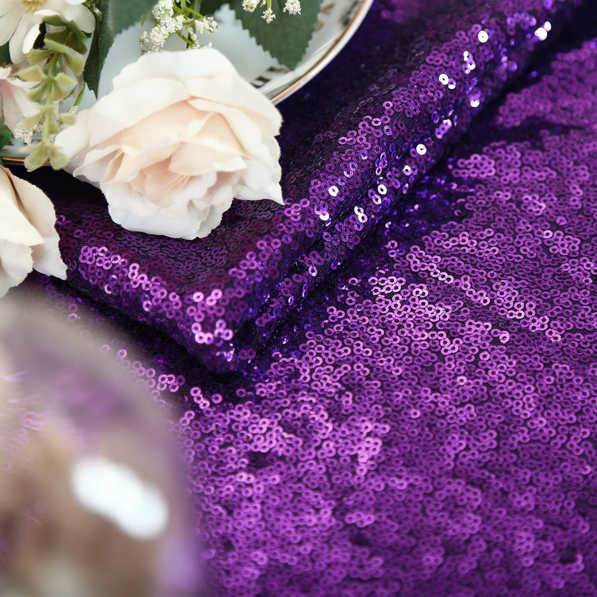 Glitter Table Cloths for Parties Sequin Tablecloths Sparkle Tablecloth for Rectangle Tables 90x132 inch Bridal Shower Tablecloth Glamorous Halloween Wedding Decoration