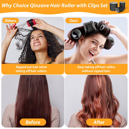 39PCS Self Grip Hair Rollers Curlers 3 Sizes Black Hair Roller 2.5in, 1.9in, 1.4in, Jumbo Hair Roller with 12PCS Duckbill Clips Hair Rollers for Long Medium Short Thick Fine Volume Bangs Hair 🍁 All In One Marketplace Canada