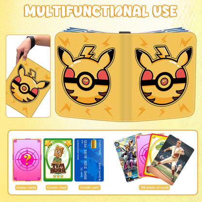 Trading Card Binder, 400 Pocket Cards Holder, 50 Double Sided Removable Pages, Portable Cards Album Holder Card Collection Xmas Gifts for Kids Stocking Stuffers, Yellow 🍁 All In One Marketplace Canada