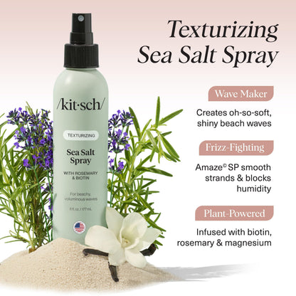 Kitsch Sea Salt Spray for Men and Women | Hair Spray with Rosemary, Biotin, Magnesium – Hair Texturizer for Natural Curls and Beach Waves, 177 mL 🍁 All In One Marketplace Canada