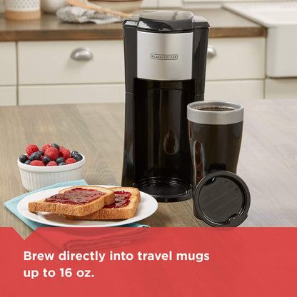 BLACK+DECKER Single Serve Coffee Maker, Includes One Dishwasher Safe Travel Mug (16oz), CM618C Black 🍁 All In One Marketplace Canada