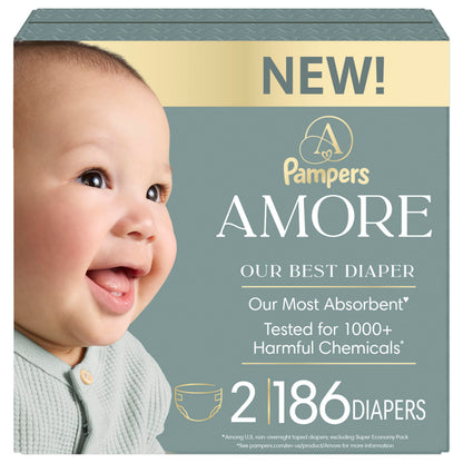 Pampers AMORE, Size 2, Our Best Diaper, 1 Pack (Count of 186) 🍁 All In One Marketplace Canada