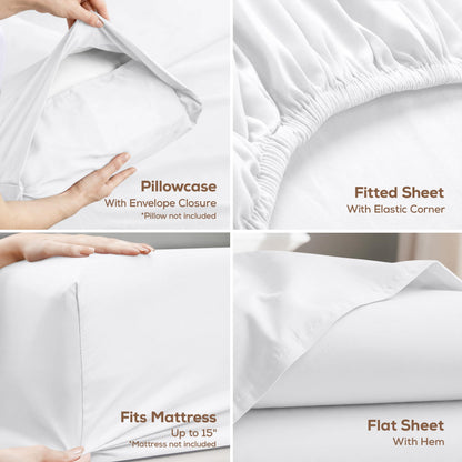 Utopia Bedding Twin/Single Bed Sheets - 3 Piece Twin Size Cooling Sheet Set - Hotel Luxury Soft Breathable Microfiber, Oeko-TEX, Deep Pocket Easy Fit & Care, Fade & Wrinkle Resistant, White 🍁 All In One Marketplace Canada